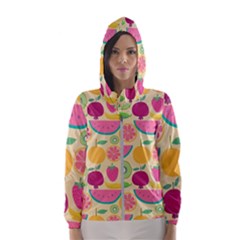 Seamless Pattern With Fruit Vector Illustrations Gift Wrap Design Women s Hooded Windbreaker