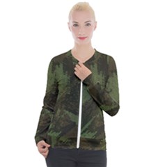 Camouflage Brush Strokes Background Casual Zip Up Jacket