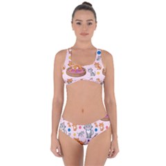 Cat Seamless Pattern Criss Cross Bikini Set by Vaneshart