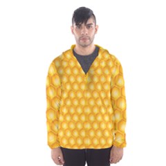 Abstract Honeycomb Background With Realistic Transparent Honey Drop Men s Hooded Windbreaker
