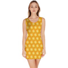 Abstract Honeycomb Background With Realistic Transparent Honey Drop Bodycon Dress