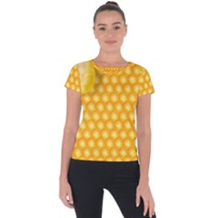 Abstract Honeycomb Background With Realistic Transparent Honey Drop Short Sleeve Sports Top  by Vaneshart