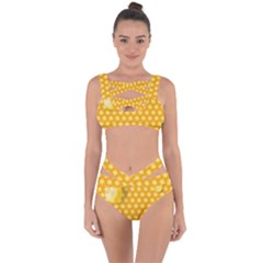 Abstract Honeycomb Background With Realistic Transparent Honey Drop Bandaged Up Bikini Set 