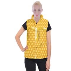 Abstract Honeycomb Background With Realistic Transparent Honey Drop Women s Button Up Vest by Vaneshart