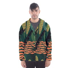 Abstract Seamless Pattern With Tropical Leaves Men s Hooded Windbreaker