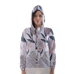 Retro Floral Pattern Women s Hooded Windbreaker