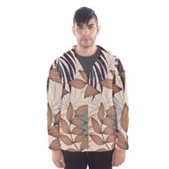 Trend Abstract Seamless Pattern With Colorful Tropical Leaves Plants Beige Men s Hooded Windbreaker