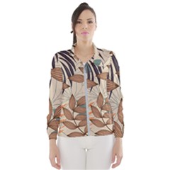 Trend Abstract Seamless Pattern With Colorful Tropical Leaves Plants Beige Women s Windbreaker