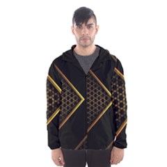 Black Arrow Gold Line Hexagon Mesh Pattern Men s Hooded Windbreaker by Vaneshart