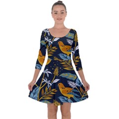 Birds Nature Design Quarter Sleeve Skater Dress by Vaneshart