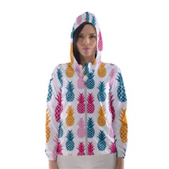 Tropic Fruit Pineapple Seamless Pattern Design Vector Illustration Women s Hooded Windbreaker