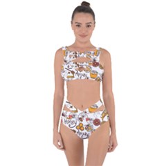 Honey Seamless Pattern Bandaged Up Bikini Set 