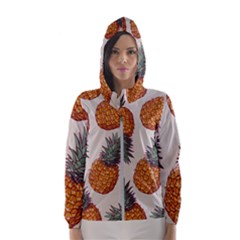 Seamless Pattern With Vector Illustrations Pineapples Women s Hooded Windbreaker