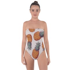 Seamless Pattern With Vector Illustrations Pineapples Tie Back One Piece Swimsuit