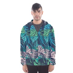 Seamless Abstract Pattern With Tropical Plants Men s Hooded Windbreaker