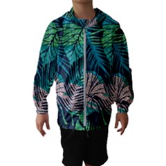 Seamless Abstract Pattern With Tropical Plants Kids  Hooded Windbreaker