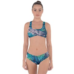 Seamless Abstract Pattern With Tropical Plants Criss Cross Bikini Set by Vaneshart