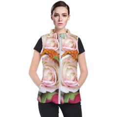 Floral Bouquet Orange Pink Rose Women s Puffer Vest by yoursparklingshop