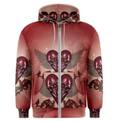 Awesome Heart With Skulls And Wings Men s Zipper Hoodie