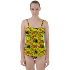 Cut Glass Beads Twist Front Tankini Set by essentialimage
