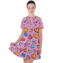 Candy Pattern Short Sleeve Shoulder Cut Out Dress  by Sobalvarro