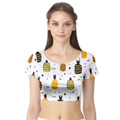 Pineapples Short Sleeve Crop Top by Sobalvarro