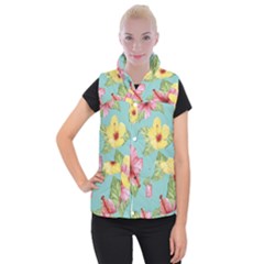 Hibiscus Women s Button Up Vest by Sobalvarro
