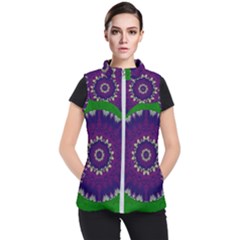 Mandala In Leaves,on Beautiful Leaves In Bohemian Style Women s Puffer Vest by pepitasart