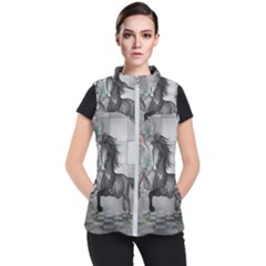 Wonderful Black And White Horse Women s Puffer Vest by FantasyWorld7