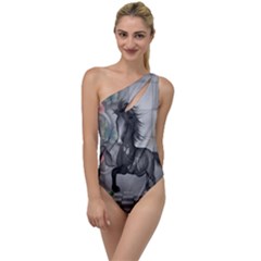 Wonderful Black And White Horse To One Side Swimsuit by FantasyWorld7