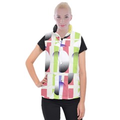 Retro Sphreres And Lines Women s Button Up Vest