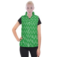 Skeleton Green Background Women s Button Up Vest