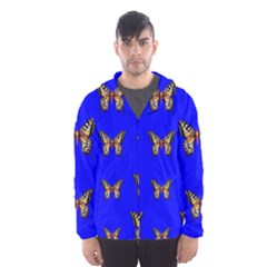 Butterfly Pattern Blue Insects Men s Hooded Windbreaker