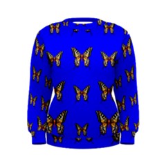 Butterfly Pattern Blue Insects Women s Sweatshirt