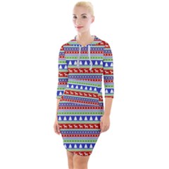 Christmas Digital Paper Quarter Sleeve Hood Bodycon Dress