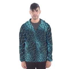 Texture Glass Network Glass Blue Men s Hooded Windbreaker