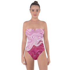 Liquid Marble Trending Abstract Paint Tie Back One Piece Swimsuit