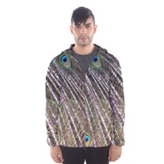 Peacock Feathers Pattern Colorful Men s Hooded Windbreaker