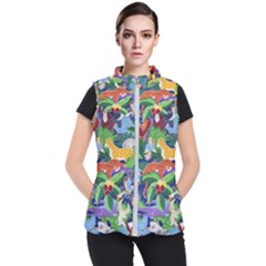 Animated Safari Animals Background Women s Puffer Vest by Vaneshart