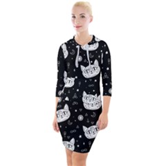 Gothic Cat Quarter Sleeve Hood Bodycon Dress by Valentinaart