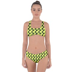 Black Rose Yellow Criss Cross Bikini Set