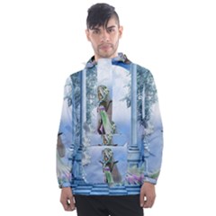 Cute Fairy With Dove Men s Front Pocket Pullover Windbreaker by FantasyWorld7
