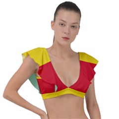 Ethiopia Tricolor Plunge Frill Sleeve Bikini Top by abbeyz71