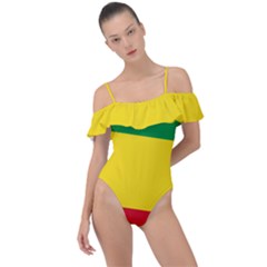 Flag Of Ethiopia Frill Detail One Piece Swimsuit by abbeyz71