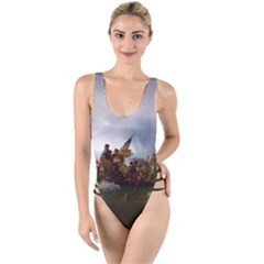 George Washington Crossing Of The Delaware River Continental Army 1776 American Revolutionary War Original Painting High Leg Strappy Swimsuit by snek