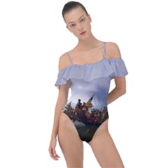 George Washington Crossing Of The Delaware River Continental Army 1776 American Revolutionary War Original Painting Frill Detail One Piece Swimsuit by snek