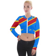 Flag Of The Democratic Republic Of The Congo Long Sleeve Cropped Velvet Jacket by abbeyz71