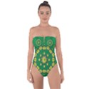 Fauna Bloom Mandalas On Bohemian Green Leaves Tie Back One Piece Swimsuit View1