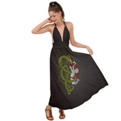 Pepe The Frog Rare Celtic Viking Norse Dragon Pattern Deus Vult Medieval Wojak Crusader Backless Maxi Beach Dress by snek