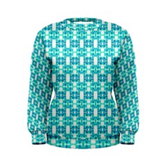 Teal White  Abstract Pattern Women s Sweatshirt by BrightVibesDesign